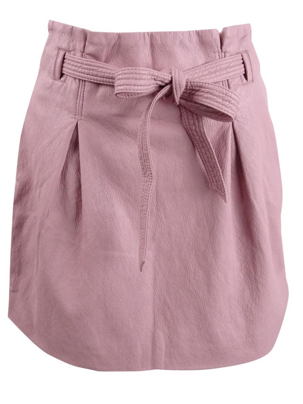 Free People Pink Paperbag Tie-Waist Faux Leather Mini Skirt